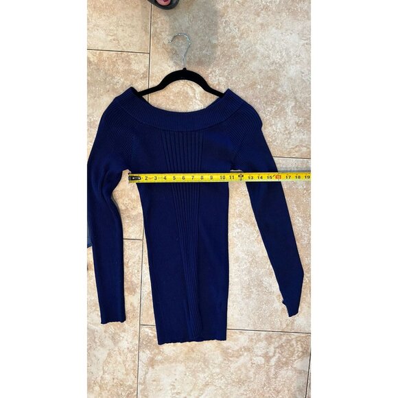 Derek Heart Long Tunic Dark Blue Sweater & Sheer Shawl ~ Size Small/ Medium - Picture 2 of 8